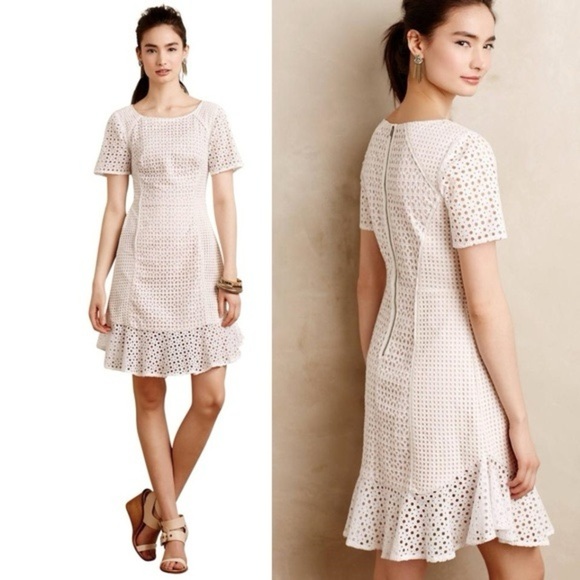 HD in Paris Dresses & Skirts - Anthropology HD in Paris Cream Eyelet Mini Dress